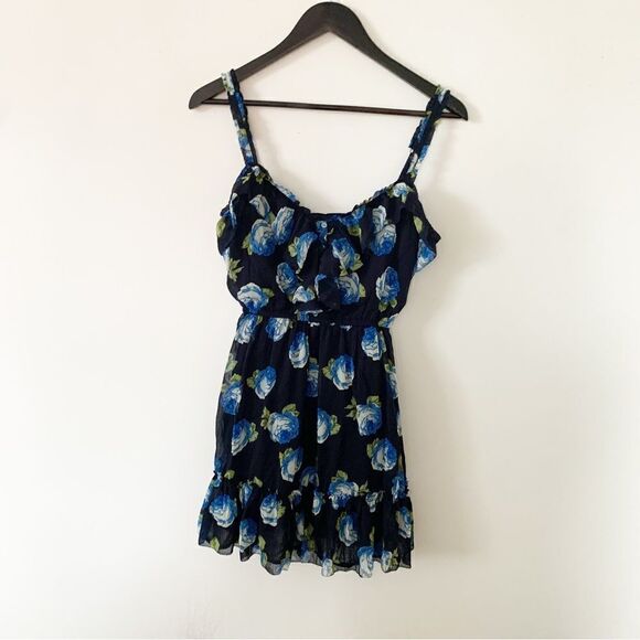 Abercrombie & Fitch Blue Floral Ruffle Spagetti Strap Mini‎ Dress - Picture 11 of 11